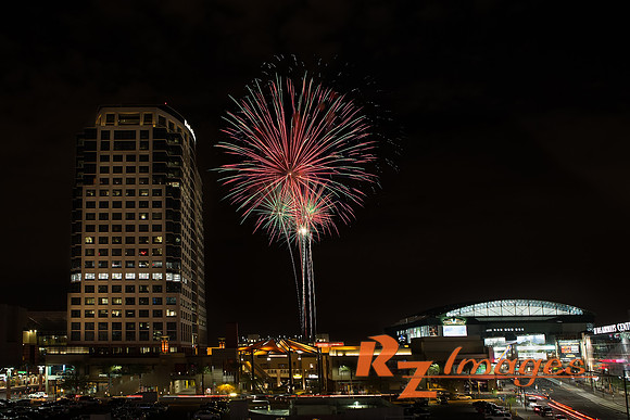 Downtown Phoenix Fireworks- Chase Field-Jefferson Street- from t