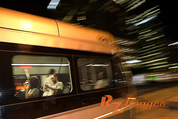 Light Rail in Downtown Phoenix. Special Effect.