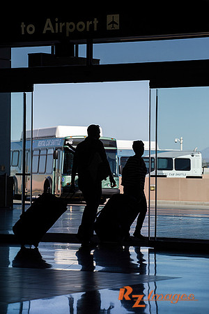 Tourists at the Rental Car Transportation Center in Phoenix, Az.
