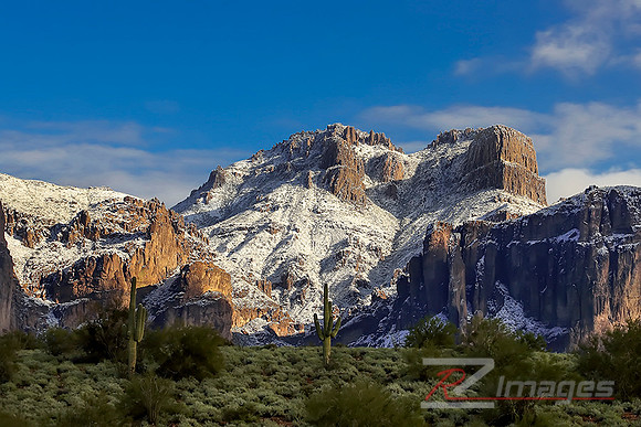 Superstition Mountain after a Winter Storm. Lost Dutchman State
