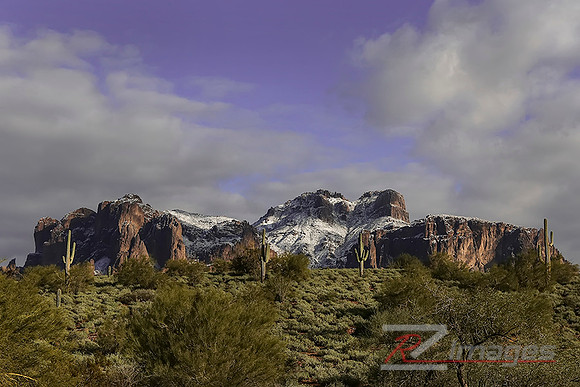 Superstition Mountain after a Winter Storm. Lost Dutchman State