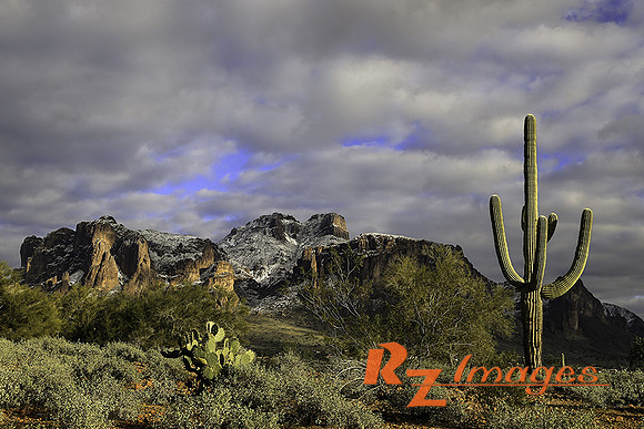 Superstition Mountain after a Winter Storm. Lost Dutchman State