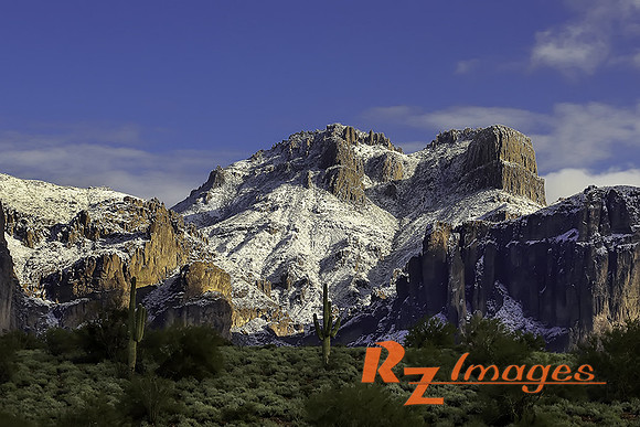 Superstition Mountain after a Winter Storm. Lost Dutchman State