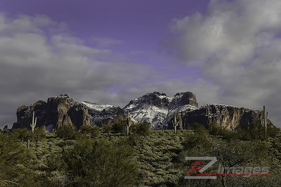 Superstition Mountain after a Winter Storm. Lost Dutchman State