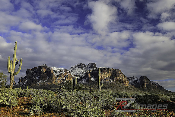 Superstition Mountain after a Winter Storm. Lost Dutchman State