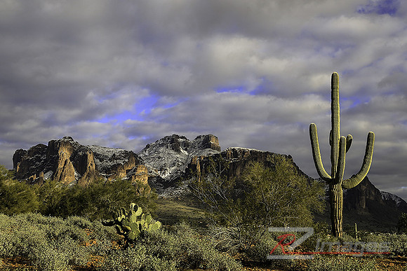 Superstition Mountain after a Winter Storm. Lost Dutchman State