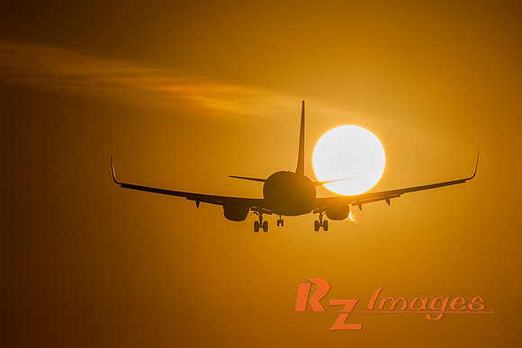 Jet Plane at Sunsett at Sunset.