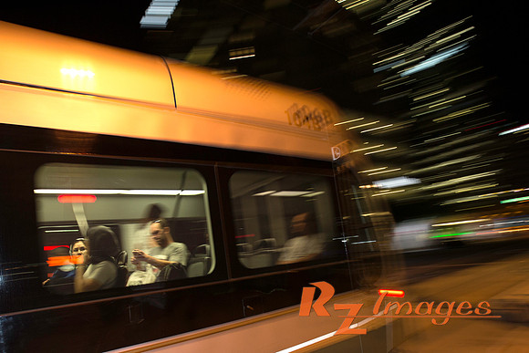 Light Rail in Downtown Phoenix. Special Effect.