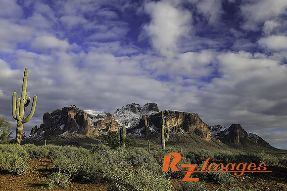 Superstition Mountain after a Winter Storm. Lost Dutchman State