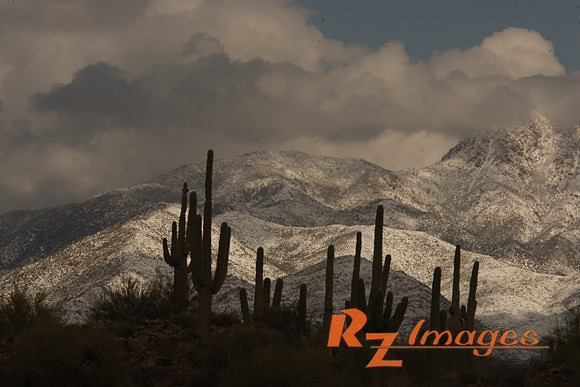 Four Peaks with Snow-Tonto National Forest.